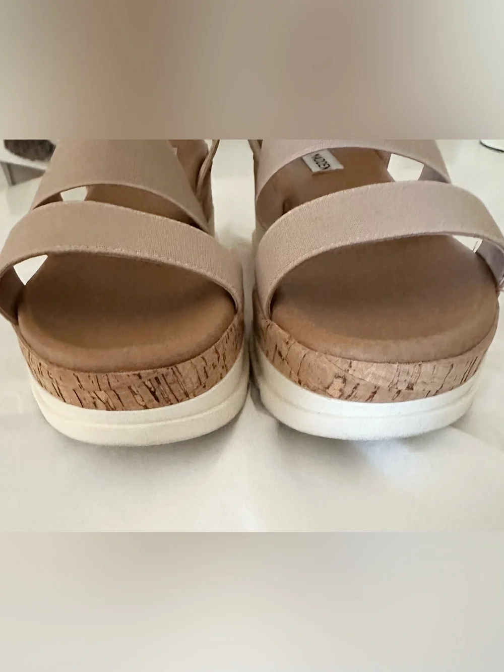 Steve Madden Nude Elastic Strap Espadrille Wedges